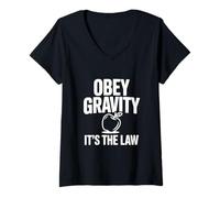 Mujer Obedece a la Gravedad, es la Ley, Divertido Nerd de la Ciencia Camiseta Cuello V
