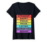 Mujer Obispo Recto Feliz Orgulloso Orgullo Amoroso obispos de Apoyo Camiseta Cuello V