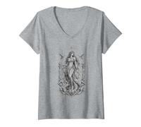 Mujer Obra de Arte de mitología Griega Siren Sea Enchantress Lyre Camiseta Cuello V
