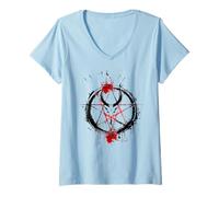 Mujer Obra de Arte de Pentagrama Oculto Oscuro - Diseño de símbolo de Terror Grunge Camiseta Cuello V