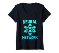 Mujer Obra de Arte de tecnología de Graffiti de Red neuronal Camiseta Cuello V