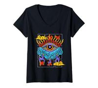 Mujer Obra de Arte del Tarot, Dibujos Animados Coloridos, Arte de Ojos, gótico Vintage Camiseta Cuello V