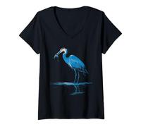 Mujer Observador de Aves Blue Heron Bird Watching Camiseta Cuello V