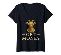Mujer Obtener Dinero Hip Hop Cabra Divertido Motivacional Hustle Camiseta Cuello V