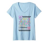 Mujer Occupational Therapy Kawaii Pastel Tools Graphic Camiseta Cuello V