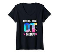 Mujer Occupational Therapy OT Color Splash Graphic Camiseta Cuello V