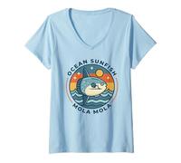Mujer Ocean Sunfish Mola Mola, pez costero Vintage Camiseta Cuello V