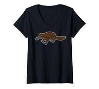 Mujer Oceanía - Australia - Nueva Zelanda - Animales - Ornitorrinco Camiseta Cuello V