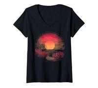 Mujer Océano Agua Salada Coral Acuario Acuario Coral Fragging Camiseta Cuello V