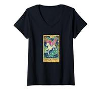 Mujer Ocho de Espadas Tarot Pegasus Rainbow Fantasy Magic Gift Camiseta Cuello V