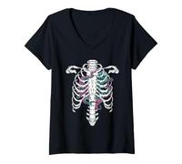 Mujer Octopus Rib Cage Anatomía Vida Marina Océano Arte gótico Camiseta Cuello V