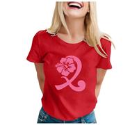 Mujer Octubre Rosa 2025 Cinta Sensibilización Cáncer de Mama Camiseta Camiseta con Cuello en V Camiseta Cáncer de Mama, 01 rojo., 4X-Large