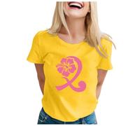 Mujer Octubre Rosa 2025 Cinta Sensibilización Cáncer de Mama Camiseta Camiseta con Cuello en V Camiseta Cáncer de Mama, 01 amarillo., XXX-Large