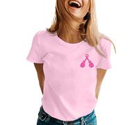 Mujer Octubre Rosa, Debe Luchar Contra El Cáncer de Mama Camiseta con Cuello en V Camiseta Cáncer de Mama, 01 Rosa Claro, XL