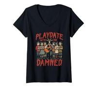 Mujer Ocultismo Demonología Tarot Brujería Camiseta Cuello V