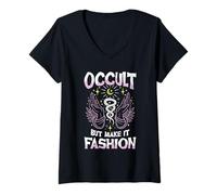 Mujer Oculto Pero hazlo a la Moda Mystic Serpent Moon Camiseta Cuello V