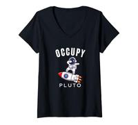 Mujer Ocupar Plutón Dabbing Espacio Astronauta Camiseta Cuello V