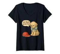 Mujer Odiamos tu Sombrero Divertido Cachorro Vintage demócrata político Camiseta Cuello V