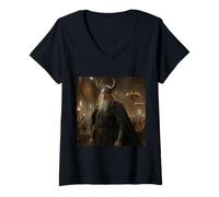 Mujer Odin Mitología nórdica Dios Valquiria Valhalla Viking Camiseta Cuello V