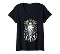 Mujer Odín Vikingo Dios Nórdico Mitología Escandinava Camiseta Cuello V