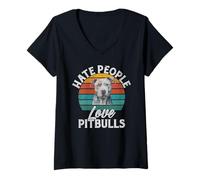 Mujer Odio a la Gente ama a los Pitbulls Camiseta Cuello V