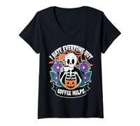 Mujer Odio A Todos, Pero EL CAFÉ Ayuda Camiseta Cuello V