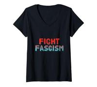 Mujer Odio el fascismo Texto divertido Cita de lucha contra el fascismo Camiseta Cuello V