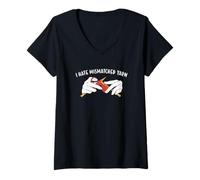 Mujer Odio el Tejido de Hilo no coincidente Camiseta Cuello V