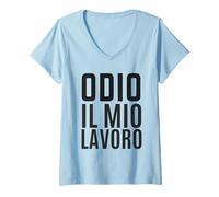 Mujer Odio Il Mio Lavoro Ironica Divertente Ufficio Collega Stress Camiseta Cuello V