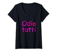 Mujer Odio Tutti, dal Primo all'ultimo. Divertente Comic Sans vC_P Camiseta Cuello V