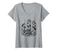 Mujer Odiseo y Las Sirenas Arte de la mitología Griega Antigua Camiseta Cuello V
