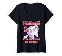 Mujer Odontología Protésico - Ntal Técnico De Laboratorio Dental Camiseta Cuello V