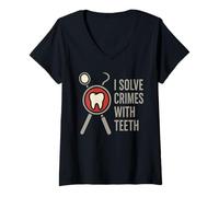 Mujer Odontólogo forense Investigador Dental Laboratorio de Crimen Regalo Camiseta Cuello V
