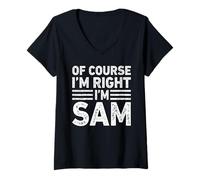 Mujer OF COURSE I'M RIGHT I'M SAM Shirt Funny Gifts Christmas Camiseta Cuello V