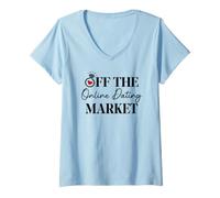 Mujer Off The Online Dating Market Bridal Shower Bride Newlywed Camiseta Cuello V