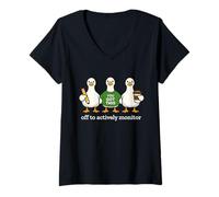 Mujer Off to Actively Monitor Funny Teacher Testing Day Goose Camiseta Cuello V