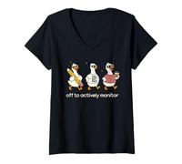 Mujer Off to Actively Monitor Teacher Testing Day Funny Goose Camiseta Cuello V