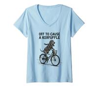 Mujer Off to Cause a kerfuffle, Divertido Basset Hound Vintage Retro Camiseta Cuello V