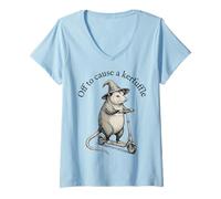 Mujer Off to Cause A Kerfuffle Funny Opossum Meme Camiseta Cuello V