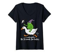 Mujer Off To Commit Tom Foolery Whimsical Frog Wizard Vintage Cute Camiseta Cuello V