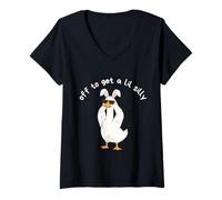 Mujer Off To Get A Lil Silly Beer Drinking Funny Saying Humor Meme Camiseta Cuello V