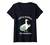 Mujer Off To Mother The Mothers - Divertido posparto Doula Goose Camiseta Cuello V