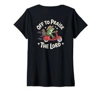 Mujer Off To Praise The Lord Frog Meme Funny Christian Faith Jesus Camiseta Cuello V