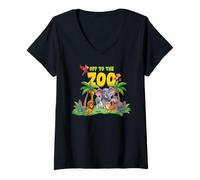 Mujer Off To The Zoo Animales Zoo Party Jungle Zoo Cumpleaños Camiseta Cuello V