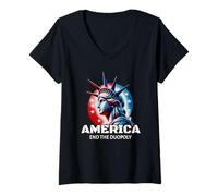 Mujer Official Patriotic "America" Men and Women's. End Duopoly. Camiseta Cuello V