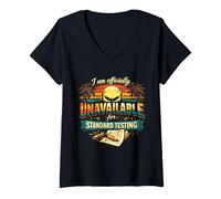 Mujer Officially Unavailable For Standard Testing Retro Sunset Camiseta Cuello V