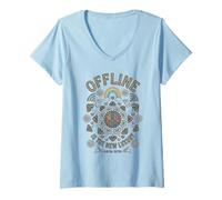 Mujer Offline ES EL Nuevo Lujo | Psychedelic Peace & Rainbow Camiseta Cuello V
