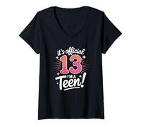 Mujer Oficial 13 Cumpleaños Es Oficial Soy Un Adolescente Camiseta Cuello V