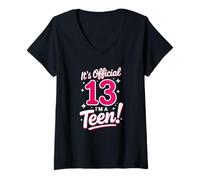 Mujer Oficial 13 Cumpleaños Es Oficial Soy Un Adolescente Camiseta Cuello V