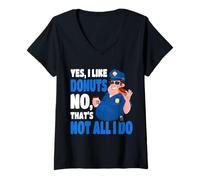 Mujer Oficial de policía Sí Me Gustan Las donas No Eso no es Todo lo Que Hago Camiseta Cuello V